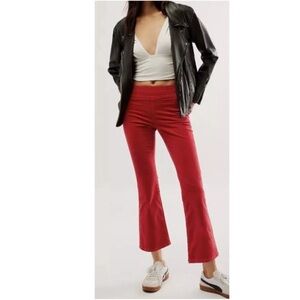 Free People In My Feelings Velvet Crop Slim Flare Pants Velour Wide Leg Medium